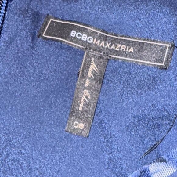 BCBGMAXAZRIA women’s KALEIDOSCOPE navy JEWELS LACE HI-LOW MAXI DRESS size 8 - Picture 8 of 9